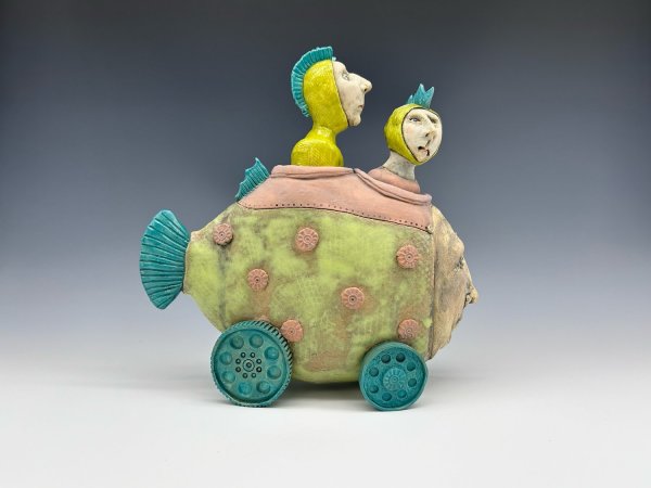 Pink and green fish car by Jeanine Pennell