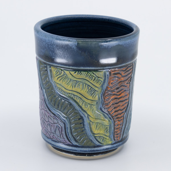 Carved Cup (blue) by Sandy Miller