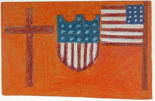 American Flag & Shield with Cross by Eddie Arning