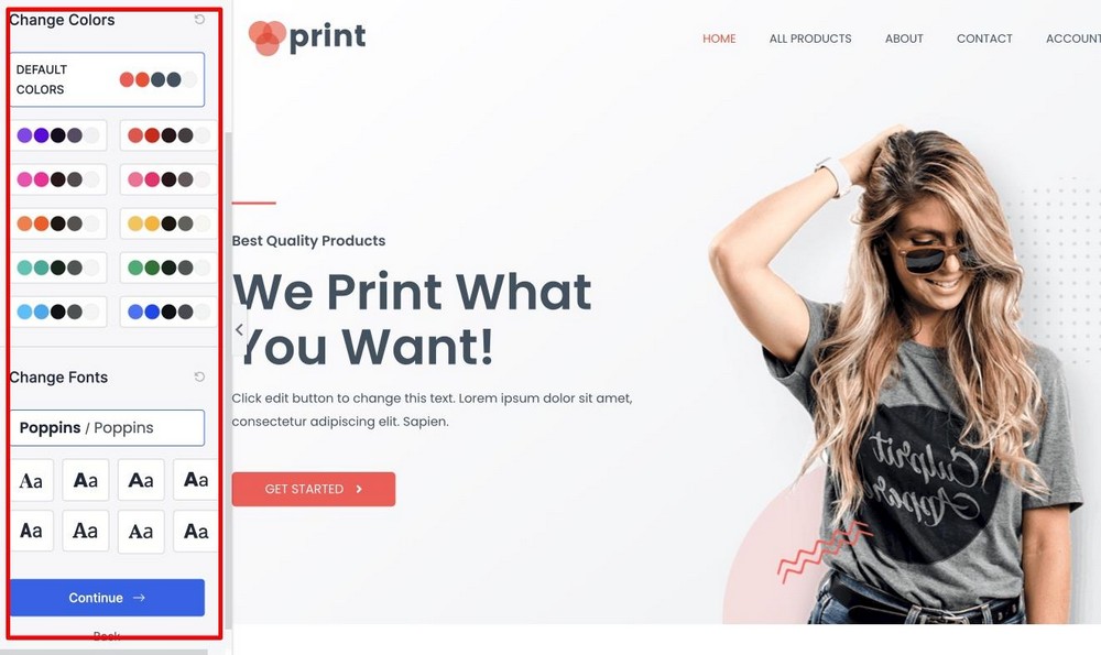 change color schemes and typography of eCommerce website