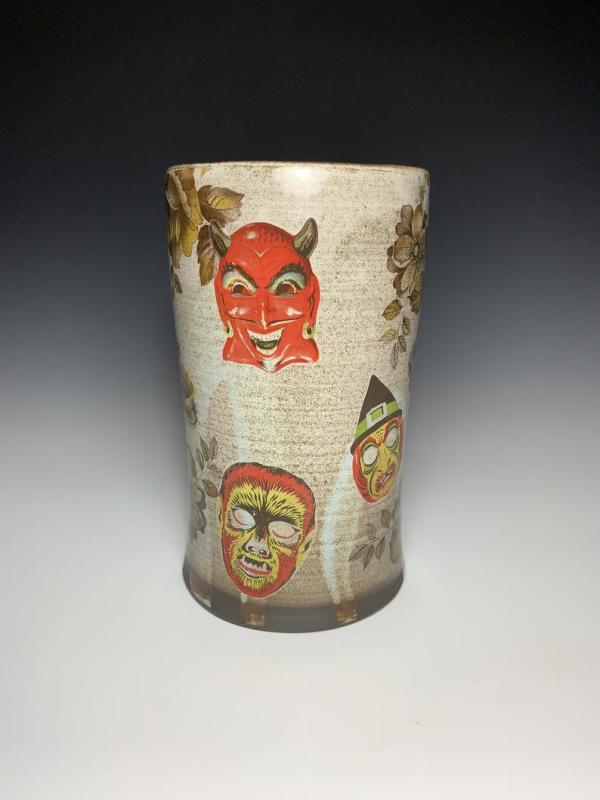 Vintage Halloween Masks Vase by Curtis Houston