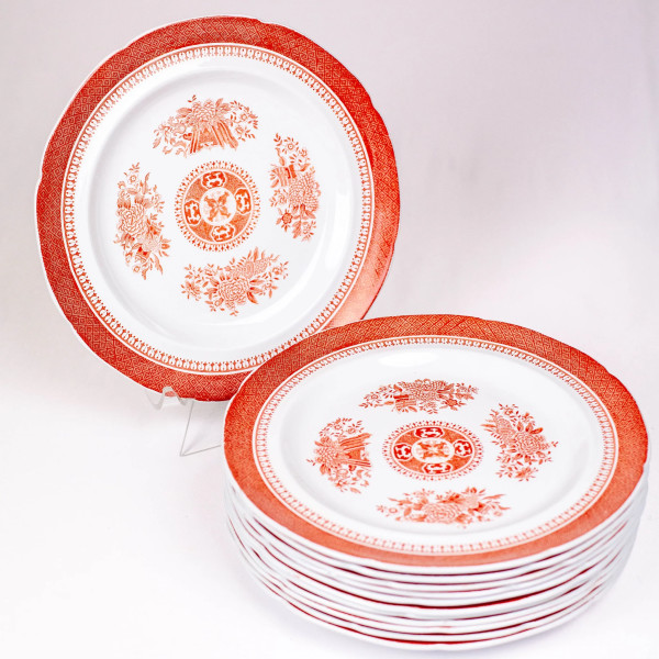 Fitzhugh Red Dinner Plates, Set Of 12 by Copeland Spode