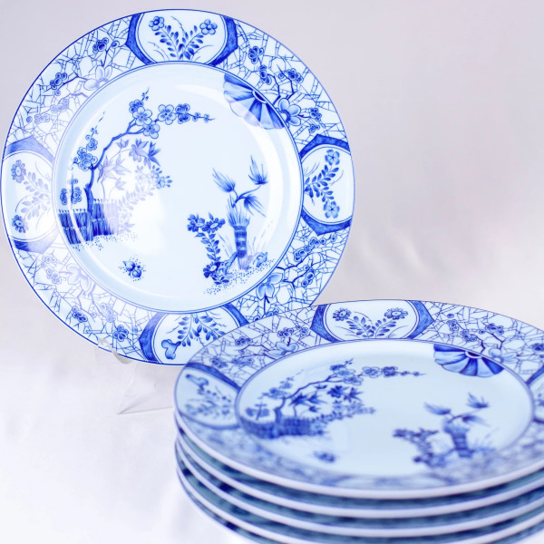 Celadon and Blue Monet Cherry Blossom Plates by Limoges