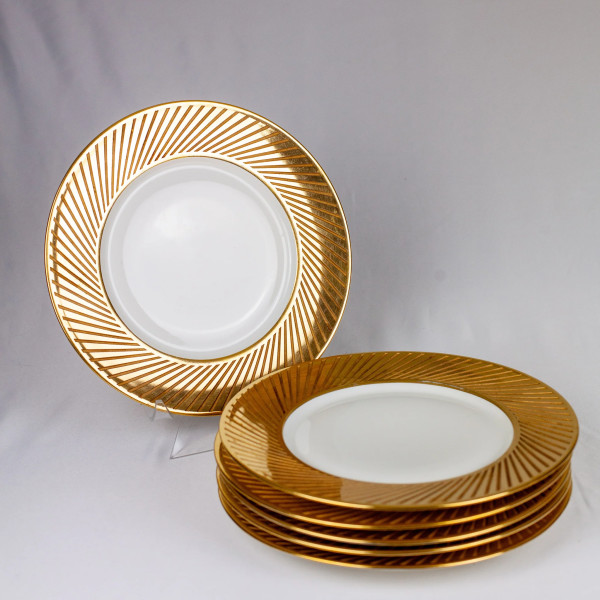 Etched Gold Dinner Plates by Jean Luce