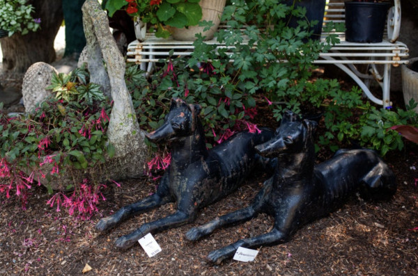 Pair of Greyhound Garden Statues by J.W. Fiske