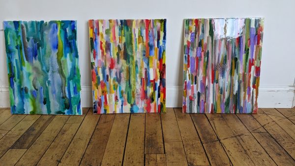 colorful moods triptych by Tina Rawson