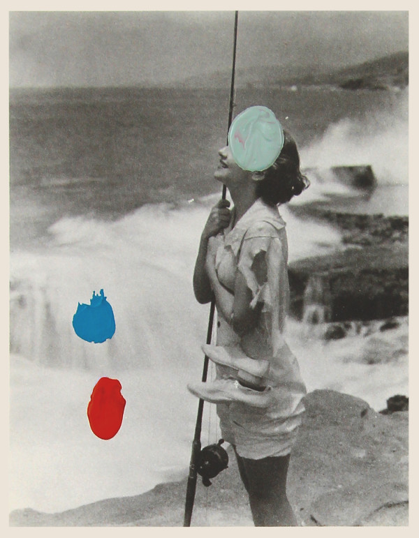 untitled (woman w/ fishing pole at the beach) by Robert Larkin