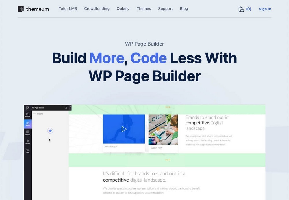 WP Page Builder homepage