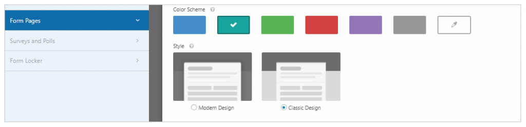 form page modern or classic design