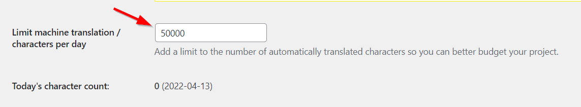 Set machine translation limit