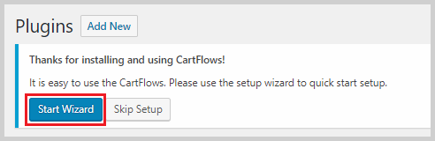 start cartflows setup wizard